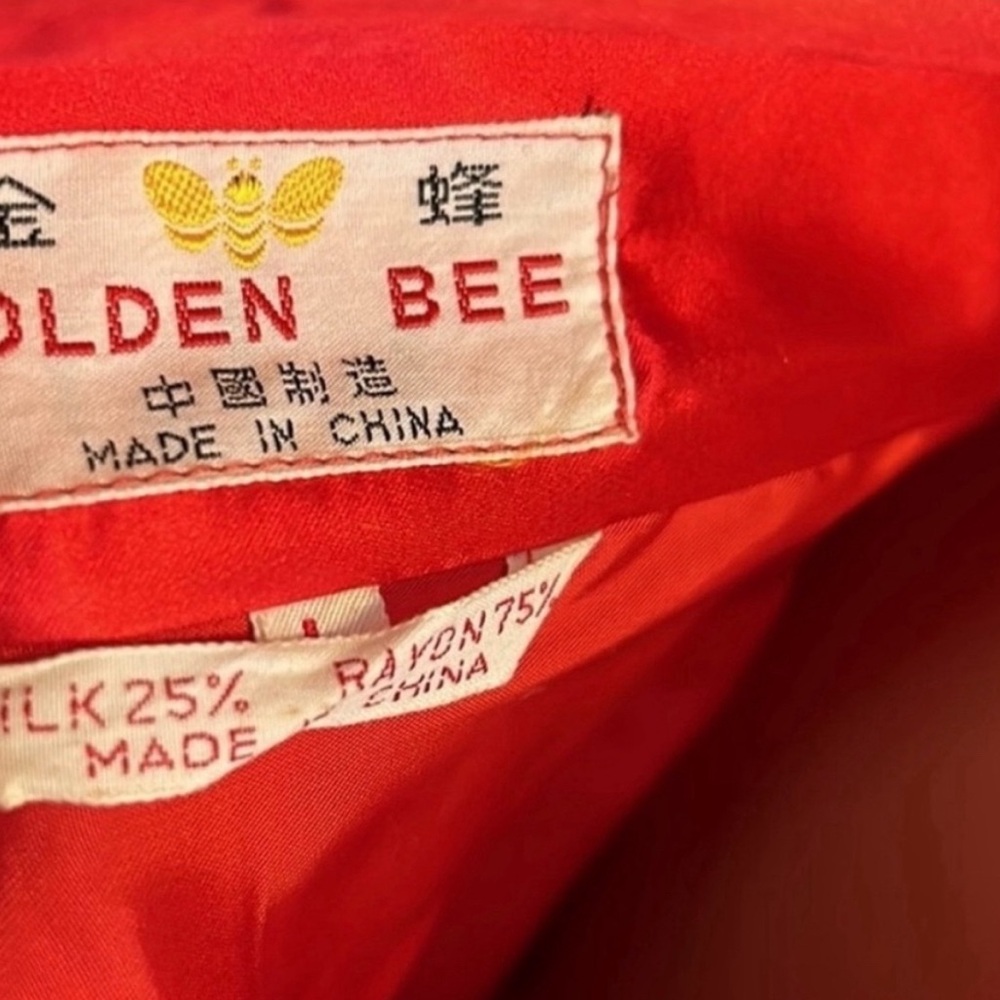 Vintage Golden Bee Silk Blend Kimono Robe with Beautiful Embroidery L - Picture 10 of 11